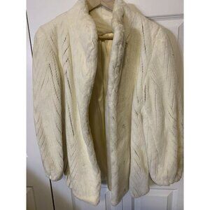 Vintage Style VI Ltd Ladies Sz S White Faux‎ Mink Fur Coat Very Soft